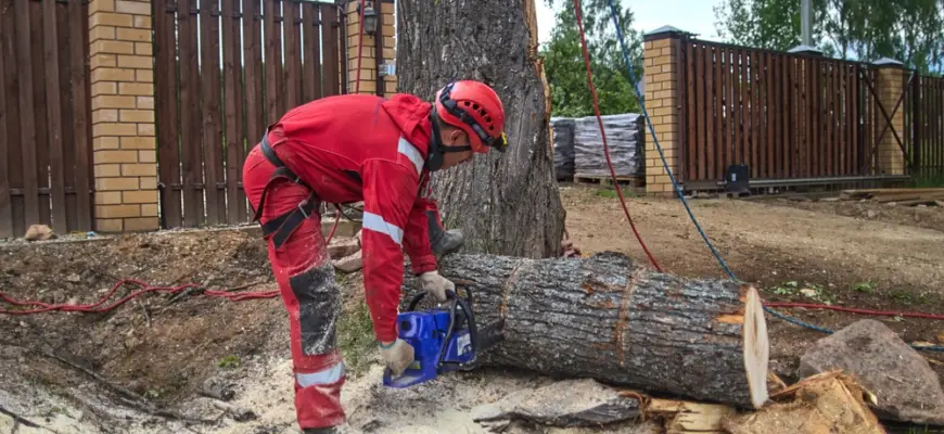 safely removing a tree with safety cords